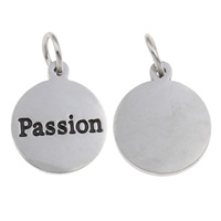 316 Stainless Steel Pendant Flat Round with letter pattern & enamel Approx 5mm Sold By PC