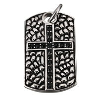 Stainless Steel Pendants Rectangle with rhinestone & blacken Approx 5mm Sold By PC