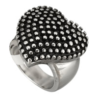 Stainless Steel Finger Ring for Men, Heart, for man & blacken, 22mm, US Ring Size:9, Sold By PC