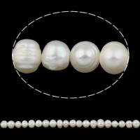 Barock kultivierten Süßwassersee Perlen, Natürliche kultivierte Süßwasserperlen, rund, weiß, 5-6mm, Bohrung:ca. 0.8mm, verkauft per 14 ZollInch Strang