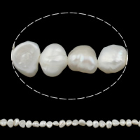 Barocco coltivate in acqua dolce Perla, perla d'acquadolce coltivata naturalmente, naturale, bianco, 6-7mm, Foro:Appross. 0.8mm, Venduto per Appross. 13.7 pollice filo