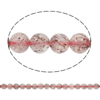 Strawberry Quartz perla, Cerchio, naturale, 6mm, Foro:Appross. 1mm, Appross. 61PC/filo, Venduto per Appross. 15.5 pollice filo