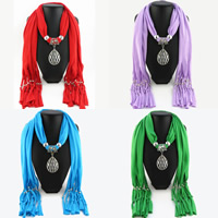 Polyester Long Pendant Scarf, with Tibetan Style, Teardrop, plated, for woman & with rhinestone, more colors for choice, nickel, lead & cadmium free, 1800x400mm, Sold By Strand