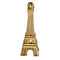 Zink Alloy Building Hängen, Eiffeltornet, guldfärg pläterade, nickel, bly och kadmium gratis, 10x28x10mm, Hål:Ca 2mm, 500PC/Lot, Säljs av Lot