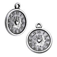 Tibetan Style, Clock, antique silver color plated, nickel, lead & cadmium free, 14.50x17.50x2mm, Hole:Approx 1.5mm, 1000PCs/Lot, Sold By Lot