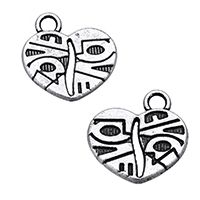 Tibetan Style Heart Pendants, antique silver color plated, hollow, nickel, lead & cadmium free, 15x15x2mm, Hole:Approx 2mm, 1000PCs/Lot, Sold By Lot