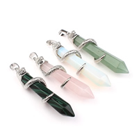 Gemstone Pendants Jewelry, with Tibetan Style, pendulum, platinum color plated, different materials for choice, 10x62mm, Hole:Approx 2-5mm, Sold By PC