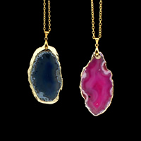 Natural Agate Druzy Pendant with Brass Nuggets gold color plated druzy style nickel lead & cadmium free 50mm Sold By PC