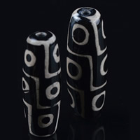 Natural Tibetan Agate Dzi Beads, Oval, two tone, 40x14mm, Hole:Approx 1-2mm, Sold By PC