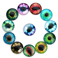 Glass Cabochons, Flat Round, with eye pattern & time gem jewelry & mixed pattern & different size for choice & flat back & decal, 20PCs/Bag, Sold By Bag