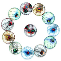 Glass Cabochon Feather time gem jewelry & mixed pattern & flat back & decal Sold By Bag