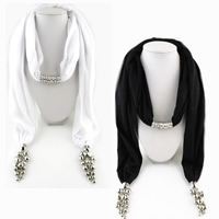 Polyester Long Pendant Scarf, with Tibetan Style, platinum color plated, for woman, more colors for choice, nickel, lead & cadmium free, 1800x400mm, Sold By Strand