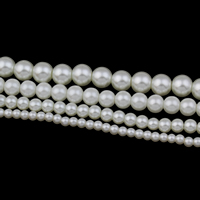 Glas perle perler, Glass Pearl, Runde, forskellig størrelse for valg, beige, Hole:Ca. 1mm, Længde Ca. 31.5 inch, Solgt af Bag