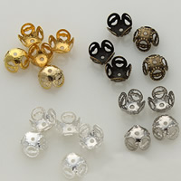 Chapeau de perle en alliage de zinc, fleur, Placage, plus de couleurs à choisir, sans plomb et cadmium, 8x5mm, Trou:Environ 1.5mm, 500PC/sac, Vendu par sac