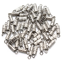 Brass Screw Clasp, platinum color plated, nickel, lead & cadmium free, 15x3.8mm, Hole:Approx 2mm, 50PCs/Bag, Sold By Bag