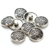Jewelry Snap Button Zinc Alloy Flat Round antique silver color plated lead & cadmium free 20mm Sold By Bag