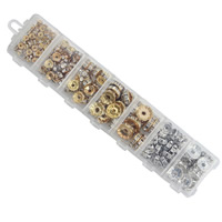 Brass Spacer Beads with Plastic Box Rectangle plated transparent & 7 cells & with rhinestone mixed colors lead & cadmium free 4mm 6mm 8mm 10mm 12mm Approx 1mm Approx Sold By Box
