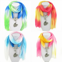 Polyester Long Pendant Scarf, with Tibetan Style, Peacock, plated, gradient color & for woman & with rhinestone, more colors for choice, nickel, lead & cadmium free, 1800x400mm, Sold By Strand