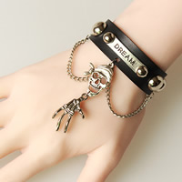 Unisex Bracelet PU Leather with Zinc Alloy Skull word dream plated adjustable nickel lead & cadmium free 19mm Sold Per Approx 8.6 Inch Strand