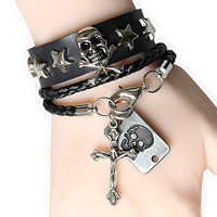 Unisex Bracelet PU Leather with Zinc Alloy plated charm bracelet & adjustable nickel lead & cadmium free 19mm Length Approx 8.6 Inch Approx 14.9 Inch Sold By Set