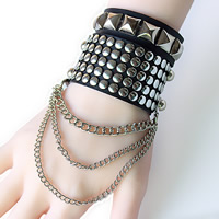 Unisex Bracelet, PU Leather, with Tibetan Style, plated, adjustable, nickel, lead & cadmium free, 19mm,36mm, Length:Approx 8.6 Inch, 2Strands/Set, Sold By Set
