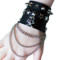 Unisex Bracelet, PU Leather, with Tibetan Style, plated, with rivet stud & adjustable, nickel, lead & cadmium free, 19mm,36mm, Length:Approx 8.6 Inch, 2Strands/Set, Sold By Set