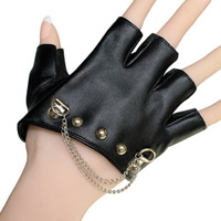 Handschuhe, PU Leder, mit Zinklegierung, Platinfarbe platiniert, Gotik & für Frau, frei von Nickel, Blei & Kadmium, 100x85mm, verkauft von PC