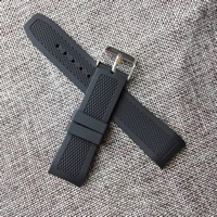 Watch Bands, Silicone, stainless steel pin buckle, black, 22mm, Sold By Set