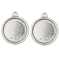 Tibetan Style Pendant Cabochon Setting, Flat Round, antique silver color plated, lead & cadmium free, 20x25mm, Hole:Approx 2mm, Inner Diameter:Approx 16mm, 20PCs/Bag, Sold By Bag