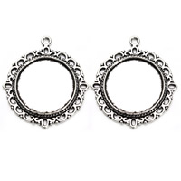 Tibetan Style Pendant Cabochon Setting, Flower, antique silver color plated, lead & cadmium free, 32x36mm, Hole:Approx 2mm, Inner Diameter:Approx 20mm, 10PCs/Bag, Sold By Bag