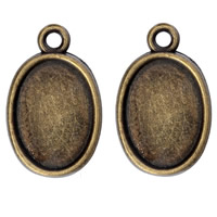 Tibetan Style Pendant Cabochon Setting, Flat Oval, antique bronze color plated, lead & cadmium free, 12.5x20mm, Hole:Approx 4x6mm, Inner Diameter:Approx 10x14mm, 20PCs/Bag, Sold By Bag