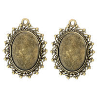 Tibetan Style Pendant Cabochon Setting, Flower, antique bronze color plated, lead & cadmium free, 29x39mm, Hole:Approx 2mm, Inner Diameter:Approx 18x25mm, 10PCs/Bag, Sold By Bag