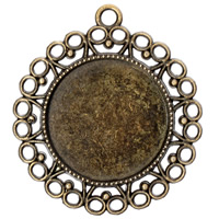 Tibetan Style Pendant Cabochon Setting, Flower, antique bronze color plated, lead & cadmium free, 30x35mm, Hole:Approx 2mm, Inner Diameter:Approx 25mm, 10PCs/Bag, Sold By Bag