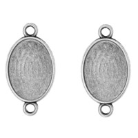 Tibetan Style Connector Setting, Flat Oval, antique silver color plated, 1/1 loop, lead & cadmium free, 20x36mm, Hole:Approx 2mm, Inner Diameter:Approx 18x25mm, 10PCs/Bag, Sold By Bag