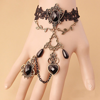 Gothic Bracelet Ring Lace with Crystal & Glass & Zinc Alloy with 2.7lnch extender chain plated adjustable & for woman nickel lead & cadmium free US Ring Sold Per Approx 5.1 Inch Strand