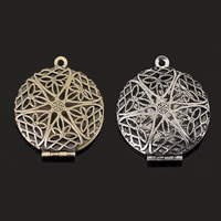 Brass Locket Pendants Flat Round plated hollow lead & cadmium free 27mm Approx 1-2mm Sold By Bag