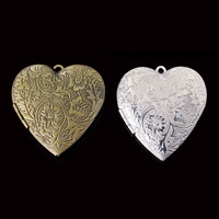 Brass Locket Pendants, Heart, plated, more colors for choice, lead & cadmium free, 42x40mm, Hole:Approx 1-2mm, 20PCs/Bag, Sold By Bag