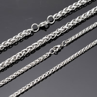 Cadena de Collar, acero inoxidable, cadena de trigo & diverso tamaño para la opción, color original, libre de níquel, plomo & cadmio, Vendido por Sarta