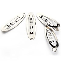 Hair Snap Clips, Iron, platinum color plated, lead & cadmium free, 49x16mm, 20PCs/Bag, Sold By Bag