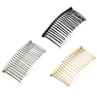 Iron Decorative Hair Comb Finding, plated, more colors for choice, lead & cadmium free, 36x76mm, 6PCs/Bag, Sold By Bag