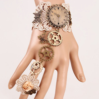 Gothic -Armband-Ring, Spitze, mit Satinband & Zinklegierung, mit Verlängerungskettchen von 2.7lnch, antike Bronzefarbe plattiert, einstellbar & für Frau, frei von Nickel, Blei & Kadmium, Größe:6, verkauft per ca. 5.1 ZollInch Strang