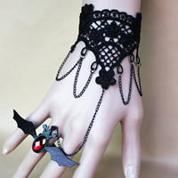 Gotisk armbånd ring, Lace, med Krystal & Zinc Alloy, med 2.7lnch extender kæde, forgyldt, justerbar & for kvinde & facetteret, nikkel, bly & cadmium fri, Størrelse:6, Solgt Per Ca. 5.1 inch Strand