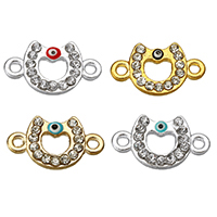 Evil Eye Connector, Tibetan Style, plated, evil eye pattern & enamel & with rhinestone & 1/1 loop, more colors for choice, nickel, lead & cadmium free, 17x10x2.50mm, Hole:Approx 1.5mm, 100PCs/Lot, Sold By Lot