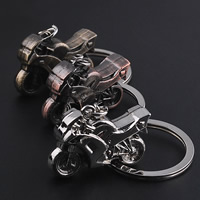 Key Chain, Zinc Alloy, med jernring, Motorcykel, forgyldt, flere farver til valg, bly & cadmium fri, 35x23x12.50mm, Hole:Ca. 25mm, Solgt af Strand