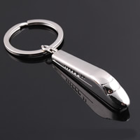 Schlüsselanhänger, Zinklegierung, mit Eisen Ring, Zug, Platinfarbe platiniert, frei von Blei & Kadmium, 65x13x8mm, Bohrung:ca. 25mm, verkauft von Strang