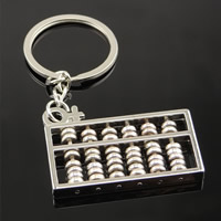 Schlüsselanhänger, Zinklegierung, mit Eisen Ring, Abakus,Rechenbrett, Platinfarbe platiniert, frei von Blei & Kadmium, 57x25x5mm, Bohrung:ca. 25mm, verkauft von Strang