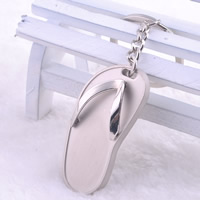 Porte-clés, alliage de zinc, avec anneau de fer, Pantoufle, Placage de couleur platine, sans plomb et cadmium, 50x25x3mm, Trou:Environ 25mm, Vendu par brin
