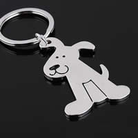 Schlüsselanhänger, Zinklegierung, mit Eisen Ring, Hund, Platinfarbe platiniert, Emaille, frei von Blei & Kadmium, 45x28x2.50mm, Bohrung:ca. 25mm, verkauft von Strang