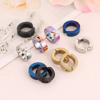 Stainless Steel Huggie Hoop Earring, plated, more colors for choice, 4x9mm, 60Pairs/Bag, Sold By Bag