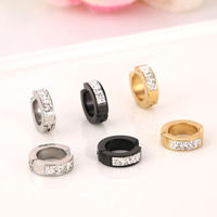 Stainless Steel Huggie Hoop Earring with Rhinestone Clay Pave plated Sold By Bag